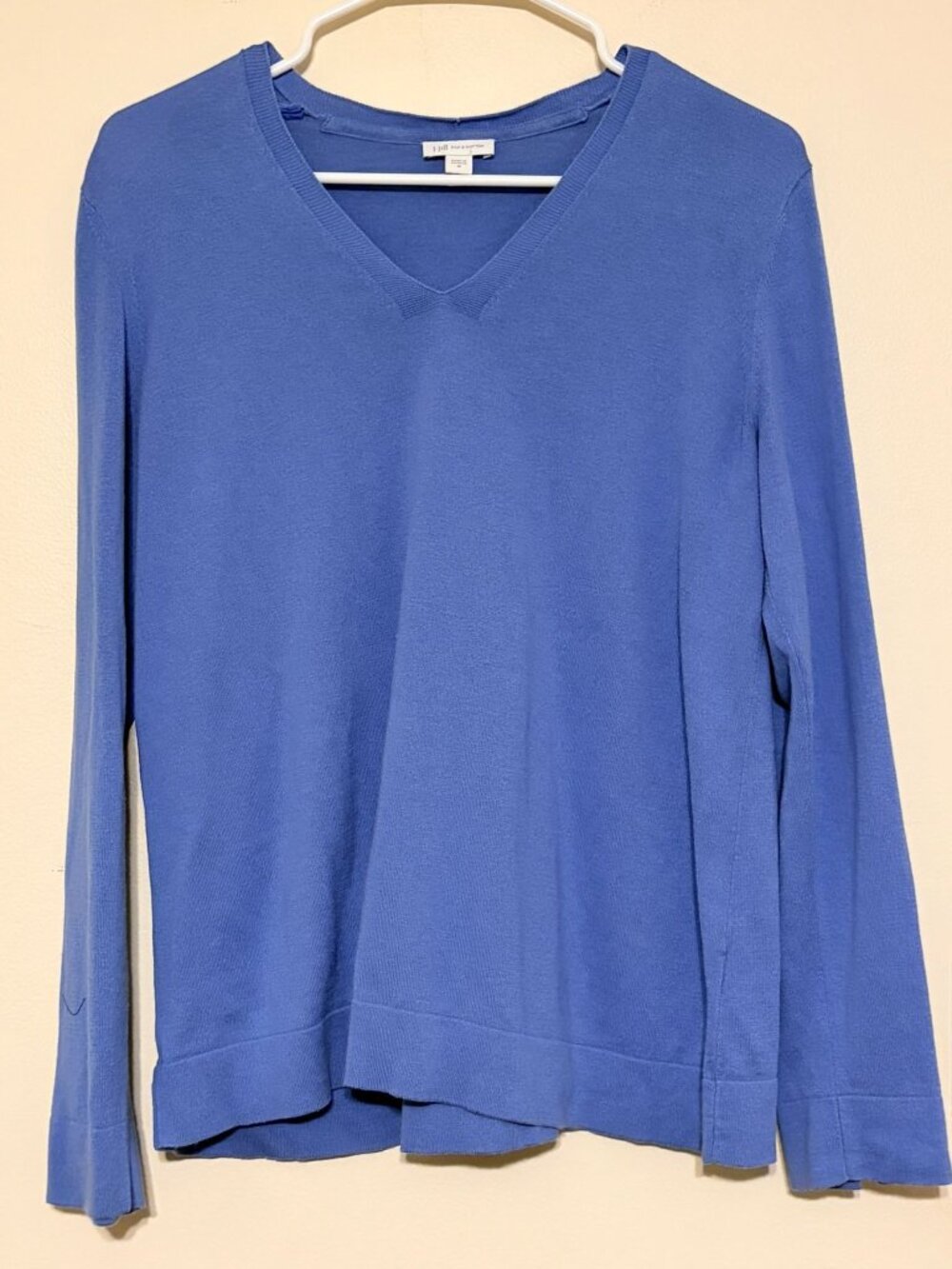 Women's J. Jill Silk Cotton Blend Royal Blue V-Neck Sweater Size Medium